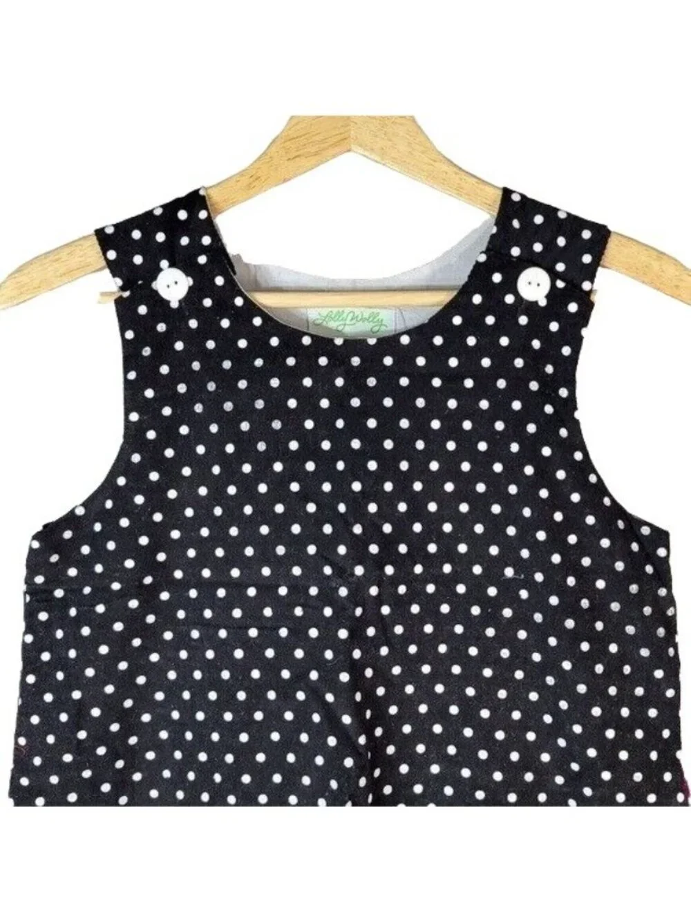 Lolly Wolly Doodle Dots Dress Black White Size 10 Ruffle Sleeveless Cotton NEW